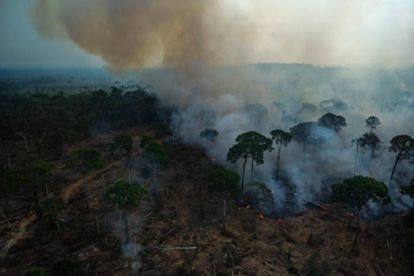 Vista aérea de la quema ilegal de la Amazonía, en Brasil. AFP (Reprodução do El País)